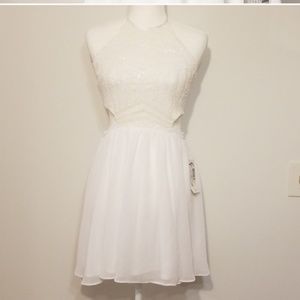 STEPPIN' OUT white cut-out dress